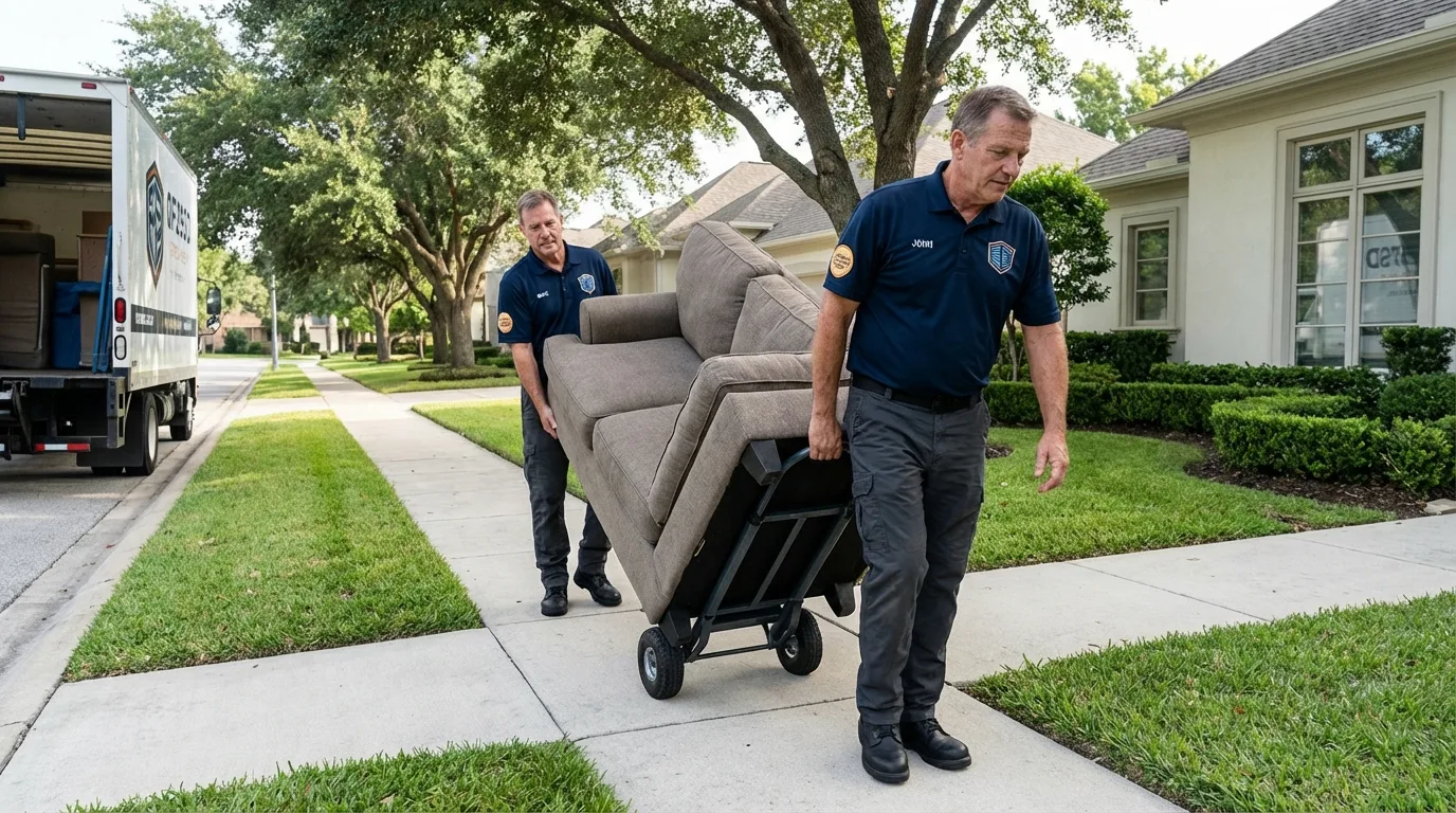 Local residential moving crew loading furniture in Astoria, OR
