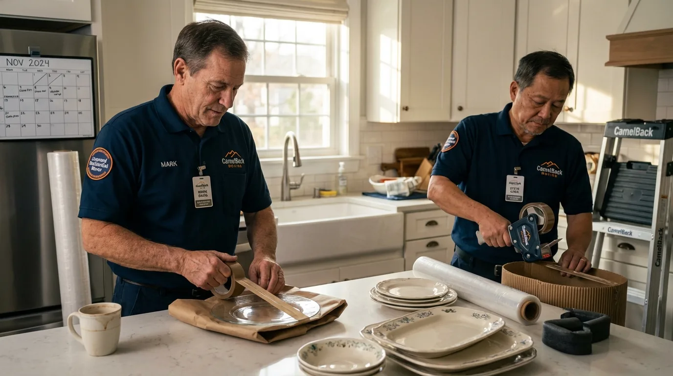 Professional crew packing kitchen dishware in Astoria, OR